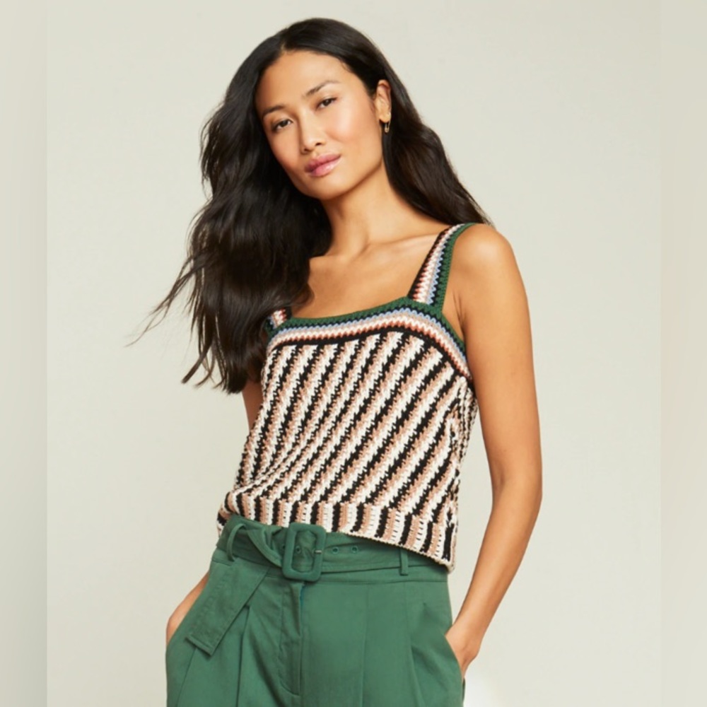 Veronica Beard Livina Crochet Tank Top Size XL Flaw Like New